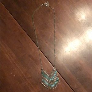 Lucky Brand Necklace - silver and turquoise